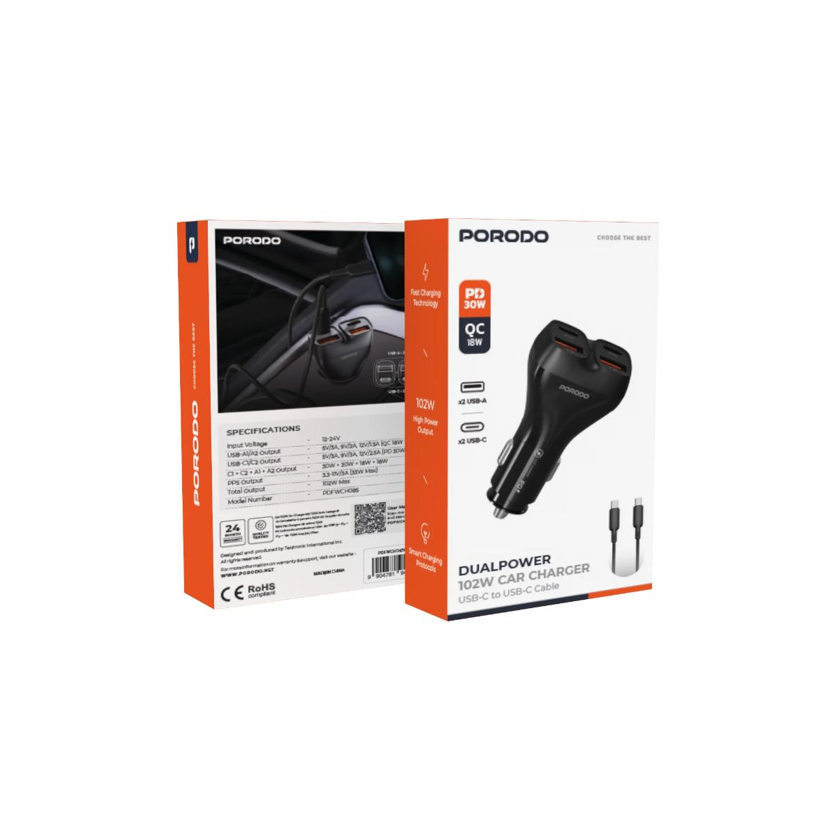 Porodo Car Charger USB-C To USB-C Cable