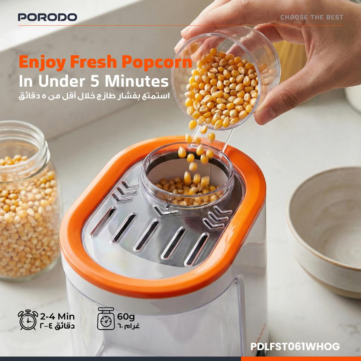 Porodo Lifestyle Air-Popped Popcorn Maker