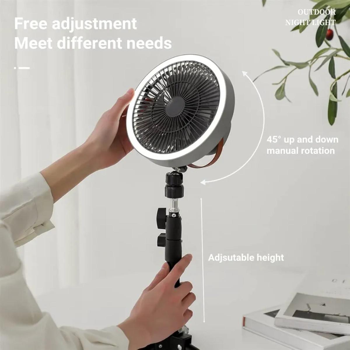 3-in-1 Portable Table Fan with LED Ring Light,