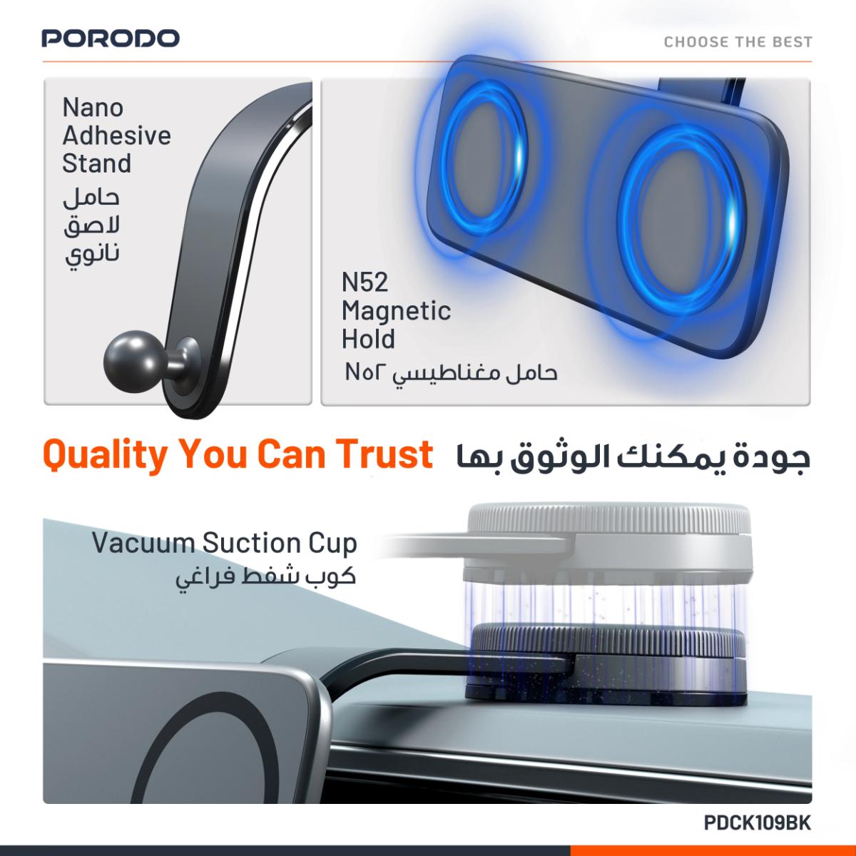 Porodo Vacuum & Adhesive Magnetic Car Mount