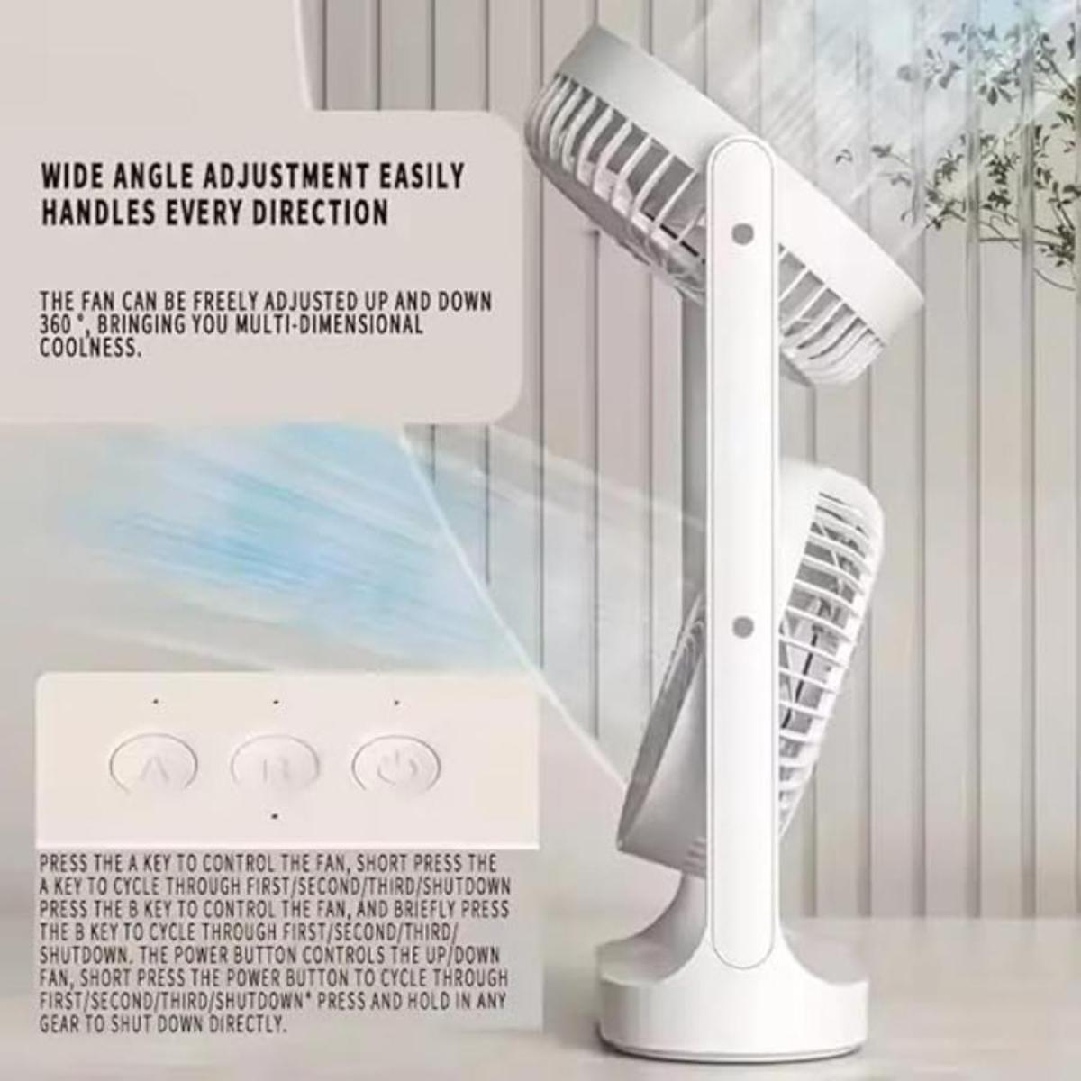 Dual-Head Portable Fan with Type-C Charging