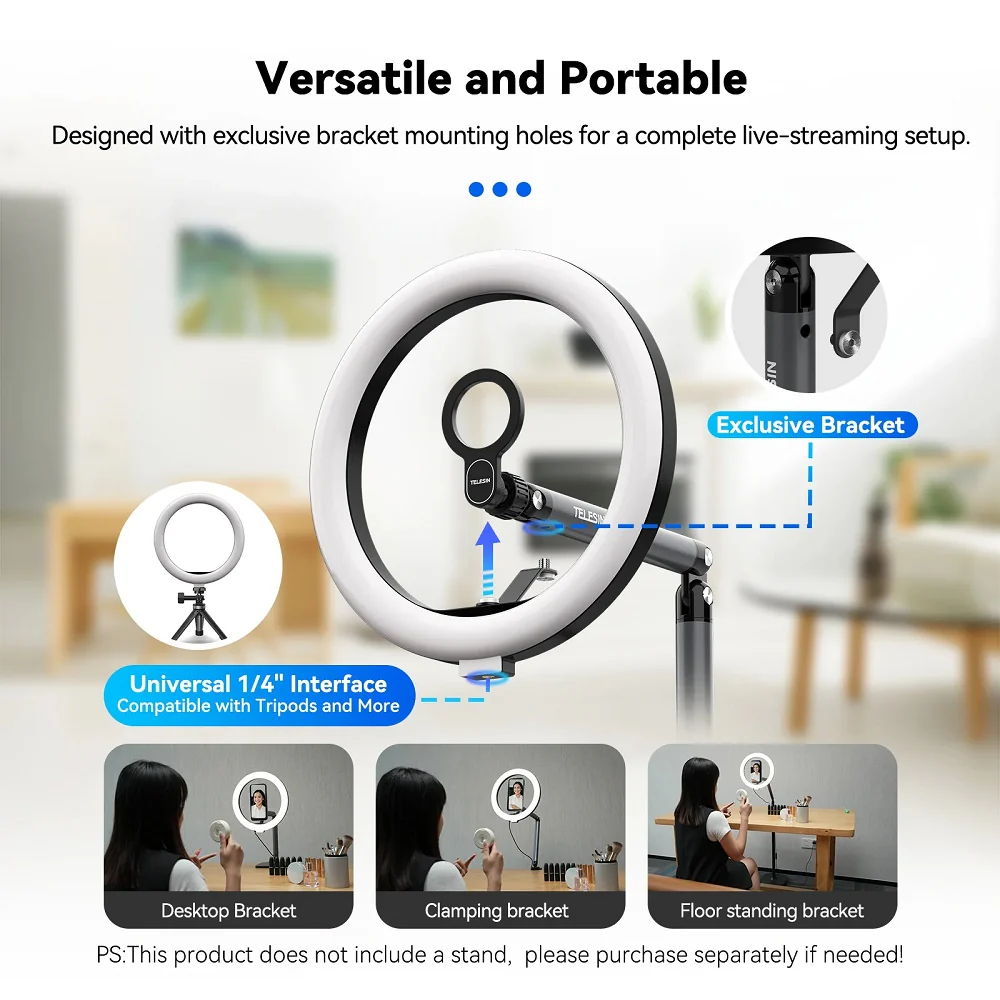 2-in-1 Magnetic Ring Light & Floor Stand Kit by TELESIN