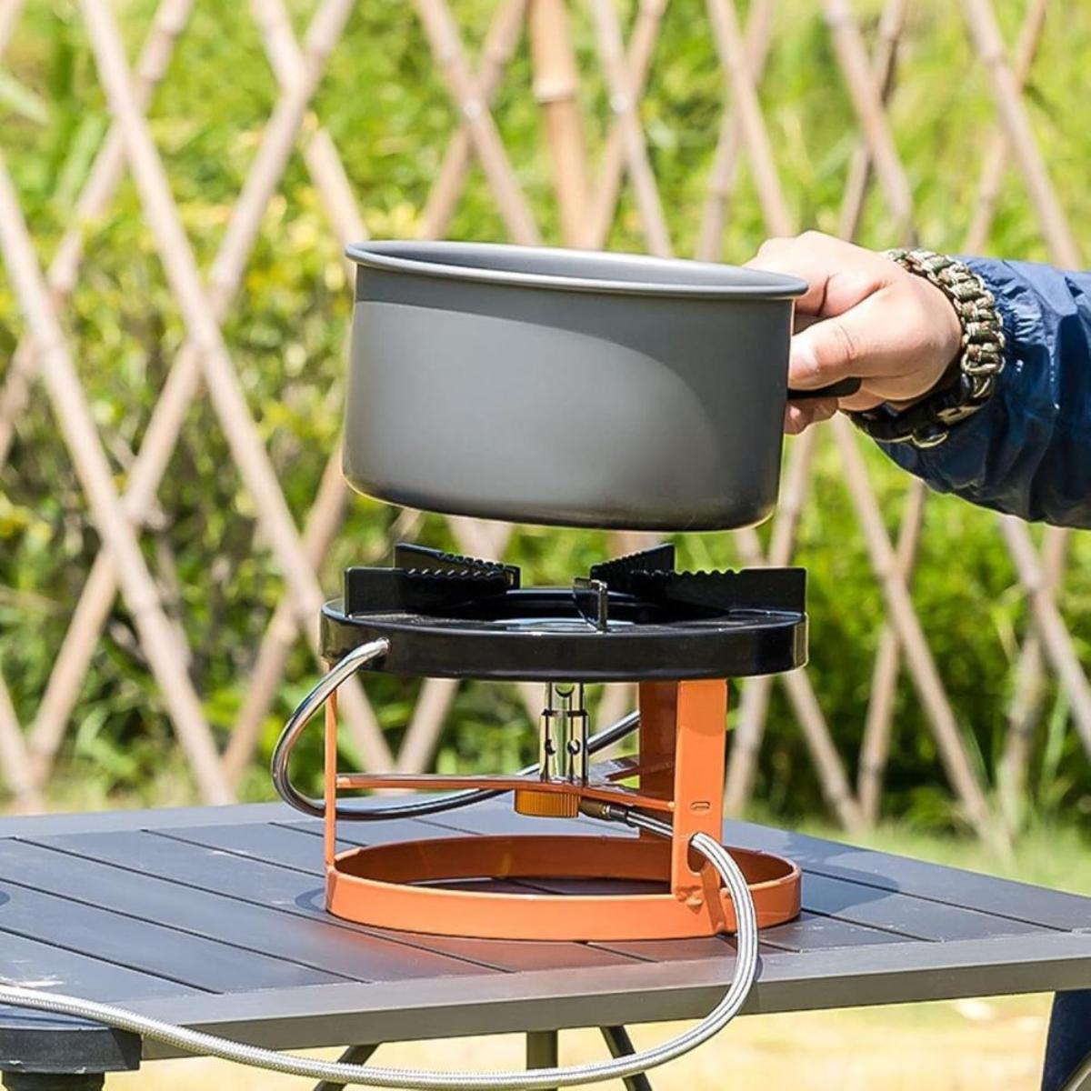 Portable Round Gas Stove with 80cm Gas Hose
