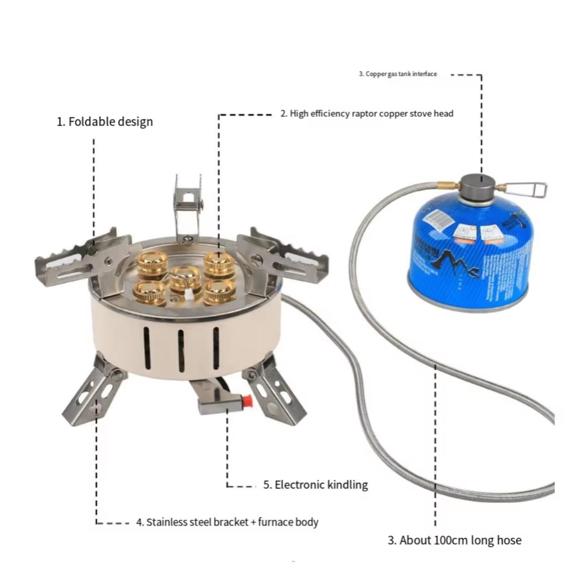 Portable 5 Burner Camping Gas Stove