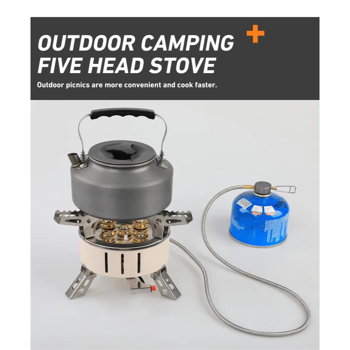 Portable 5 Burner Camping Gas Stove