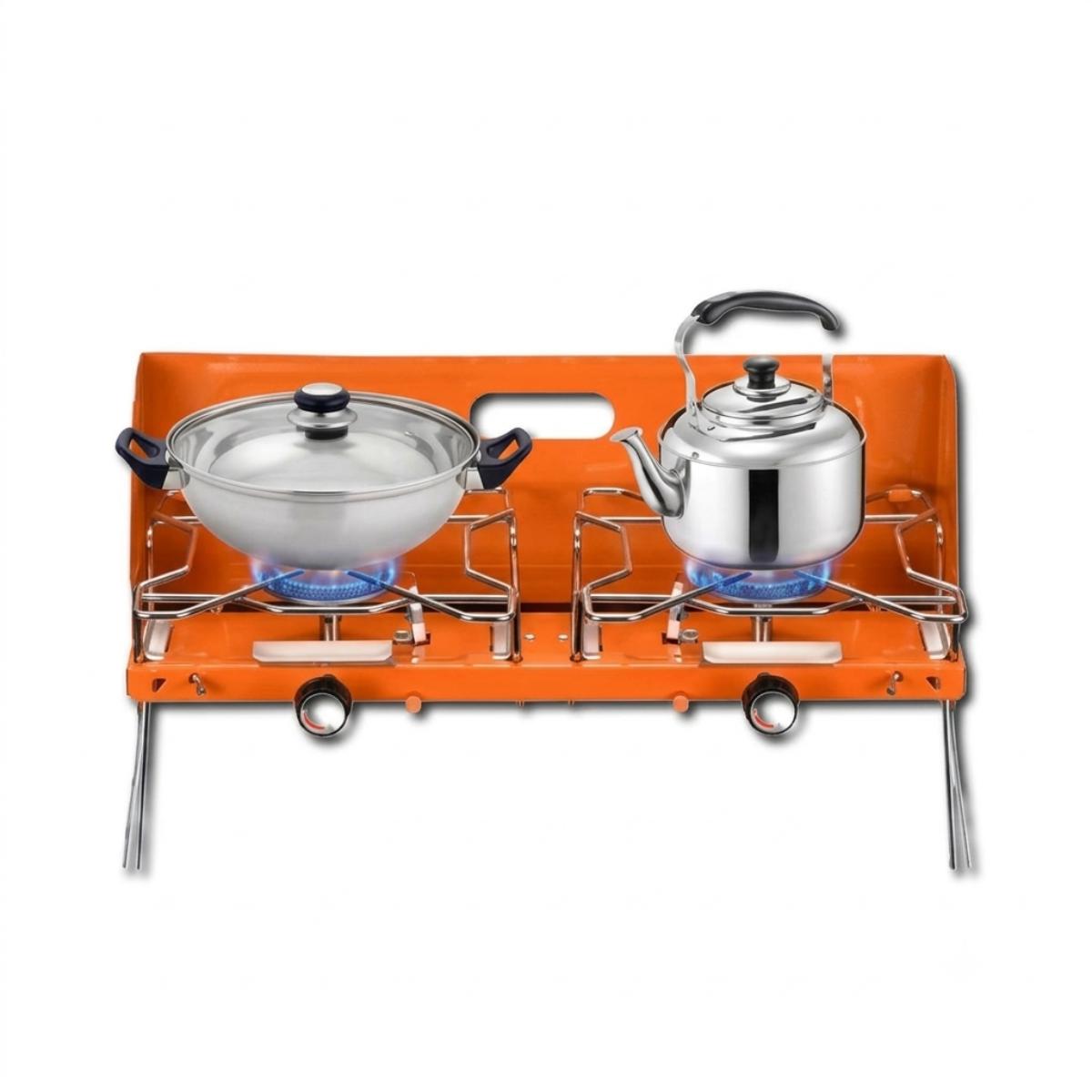 Portable 2 Burner Gas Stove with Foldable Legs