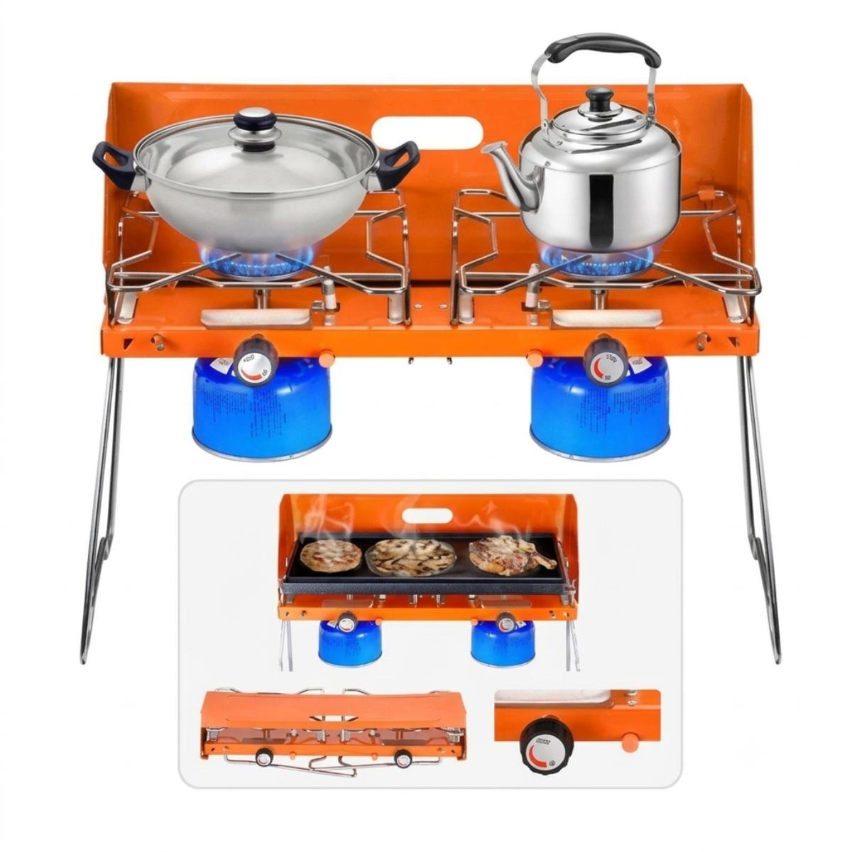 Portable 2 Burner Gas Stove with Foldable Legs