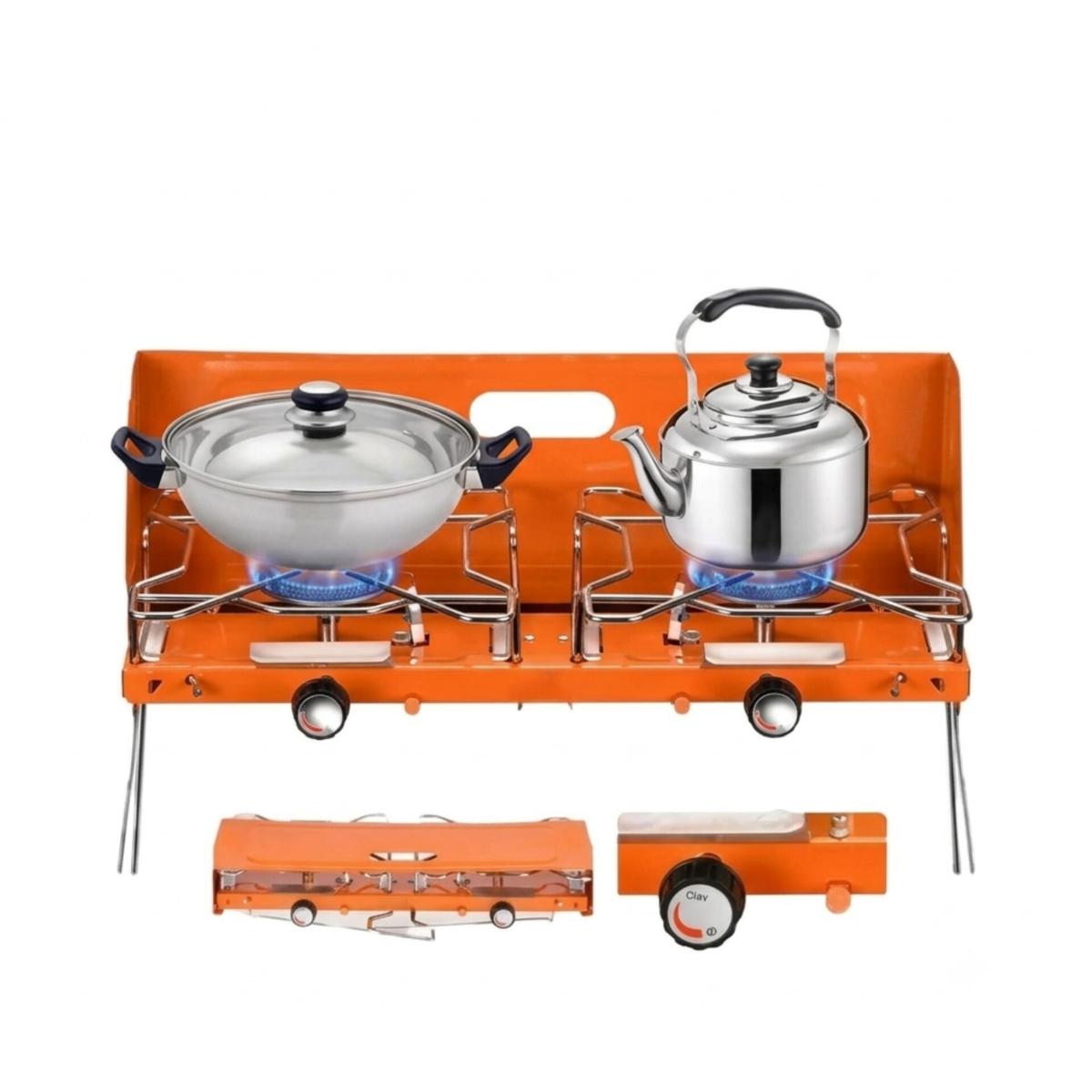 Portable 2 Burner Gas Stove with Foldable Legs