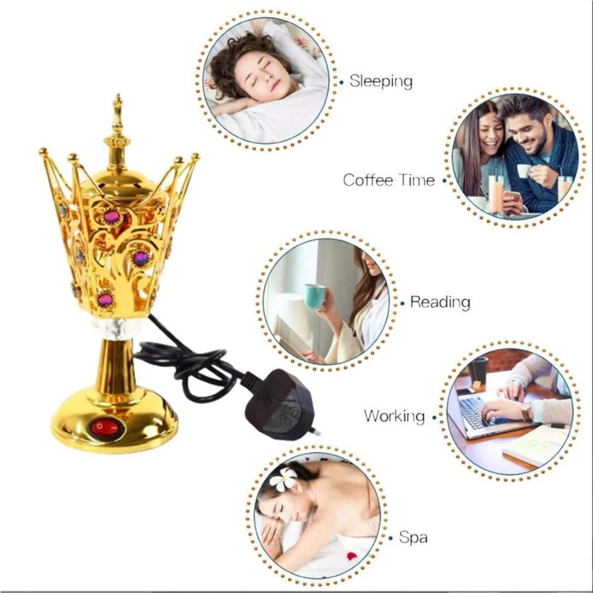 Electric Incense Burner Golden Decorative Aromatherapy Burner