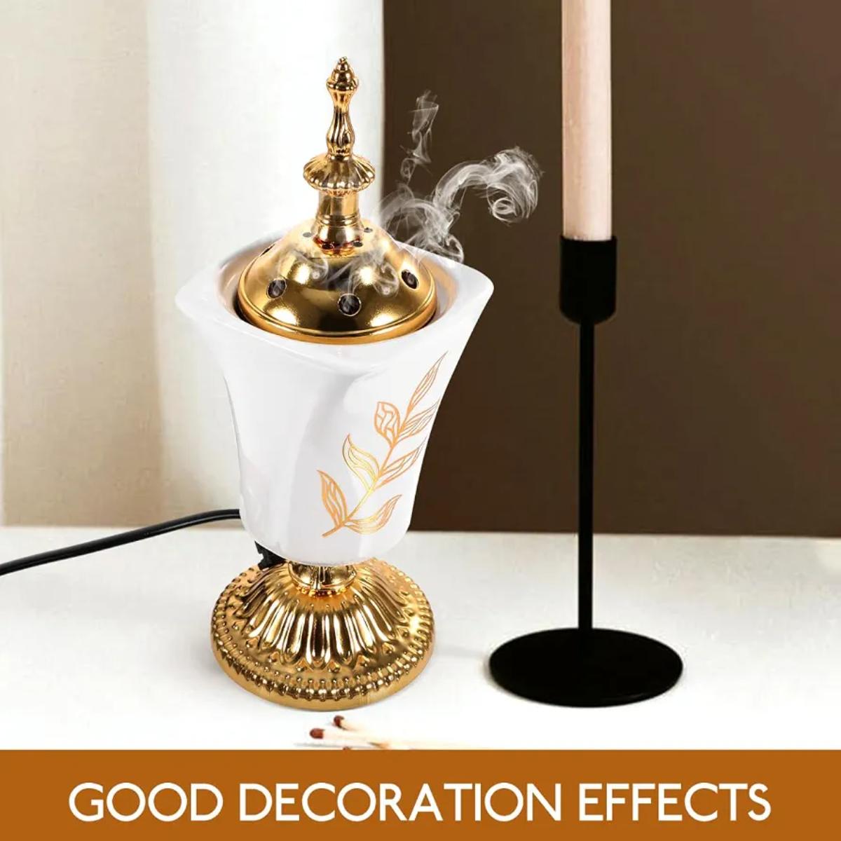 Electric Incense Burner with Decorative Gold Finish