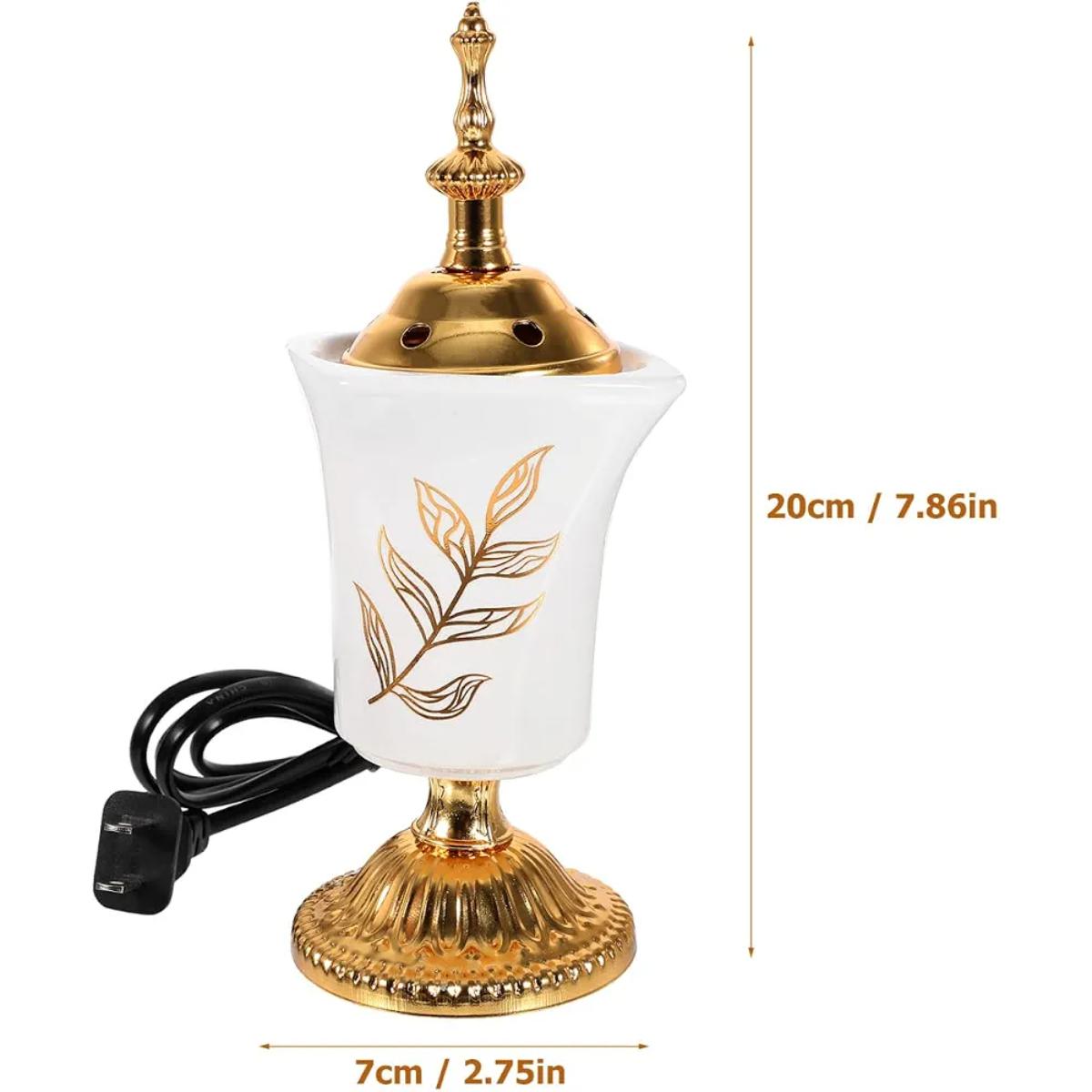 Electric Incense Burner with Decorative Gold Finish