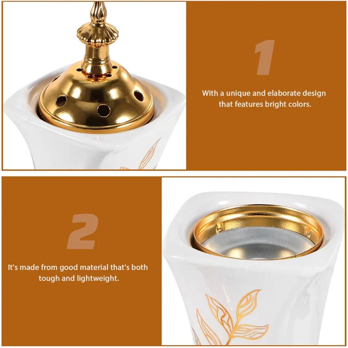 Electric Incense Burner with Decorative Gold Finish