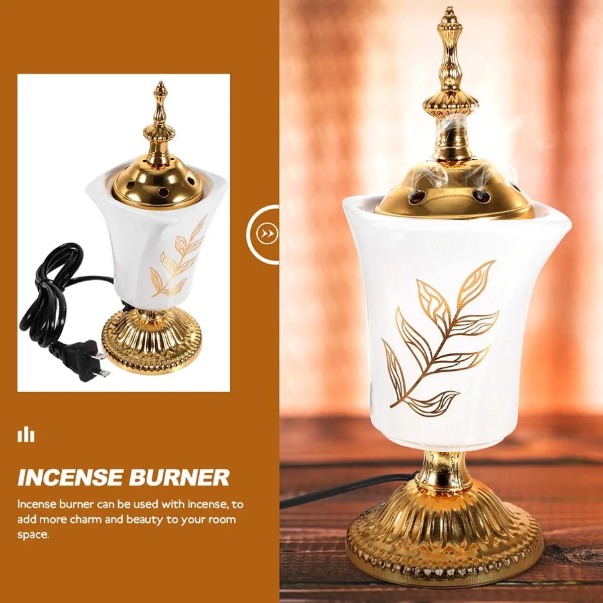 Electric Incense Burner with Decorative Gold Finish