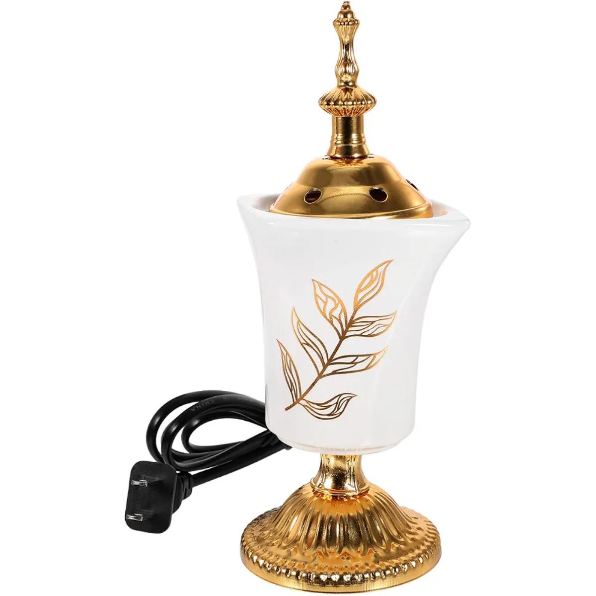 Electric Incense Burner with Decorative Gold Finish