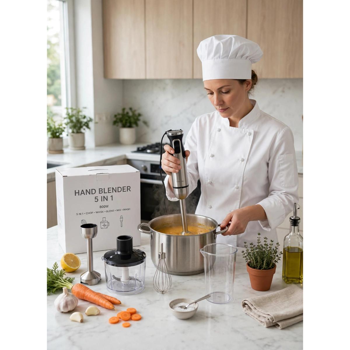 600W 5-in-1 Hand Blender with Chopper