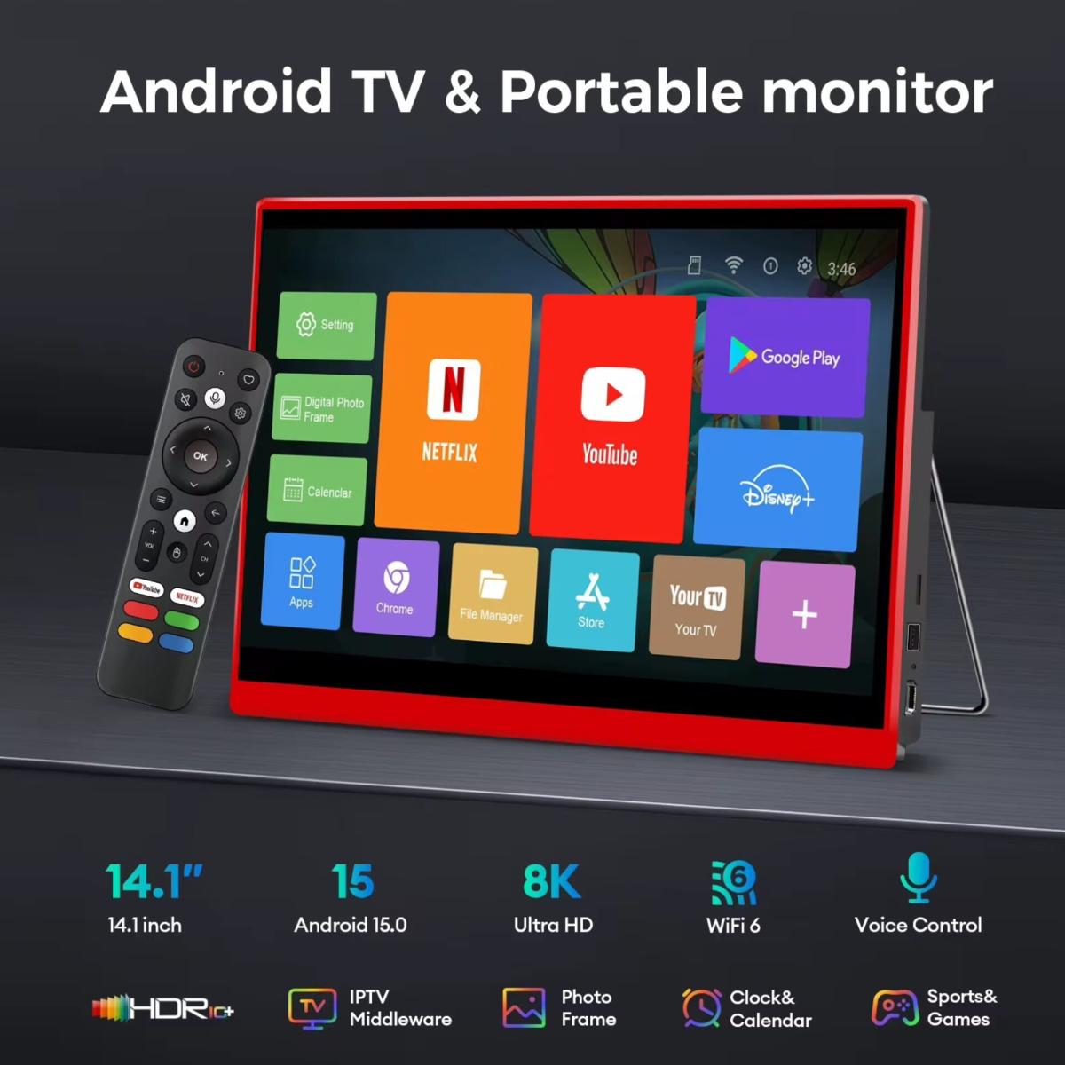 14.1 Inch Portable Smart Android TV Monitor