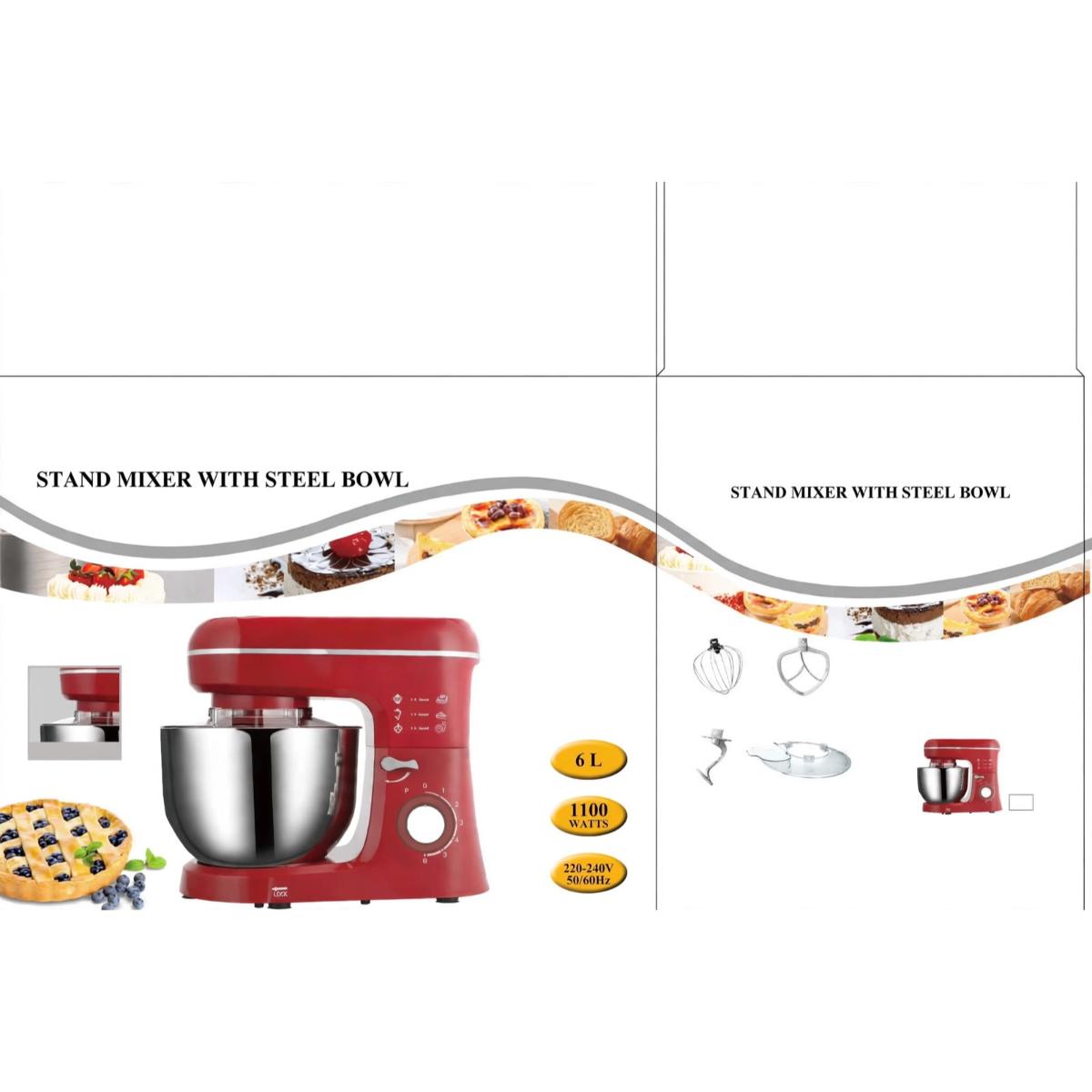6L Stand Mixer with Steel Bowl