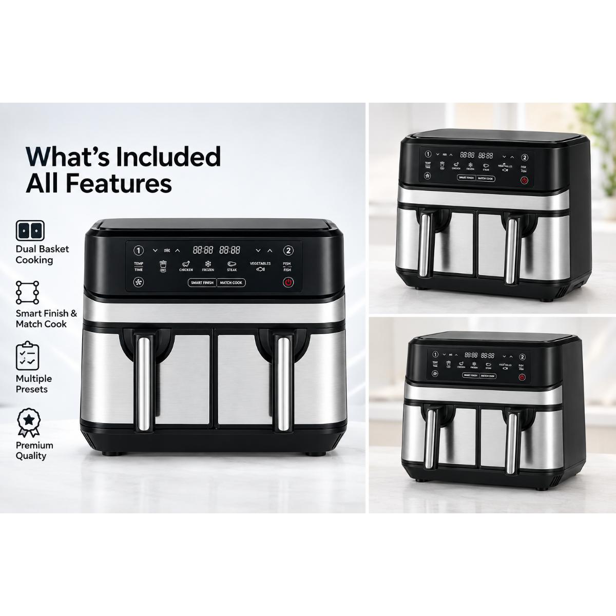 9L Digital Air Fryer with Dual Baskets