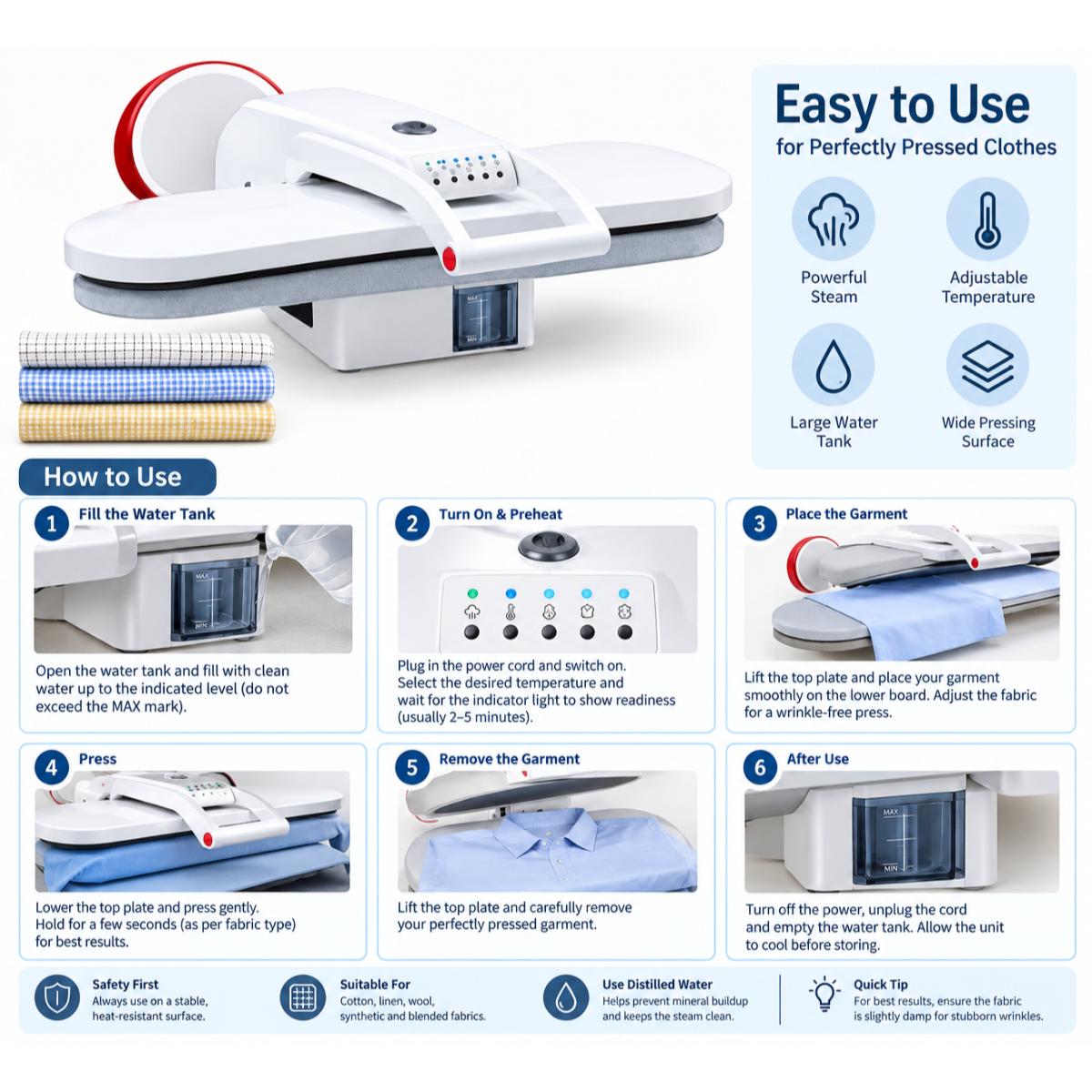 Electronic Steam Press Iron with 32-Inch Pressing Surface