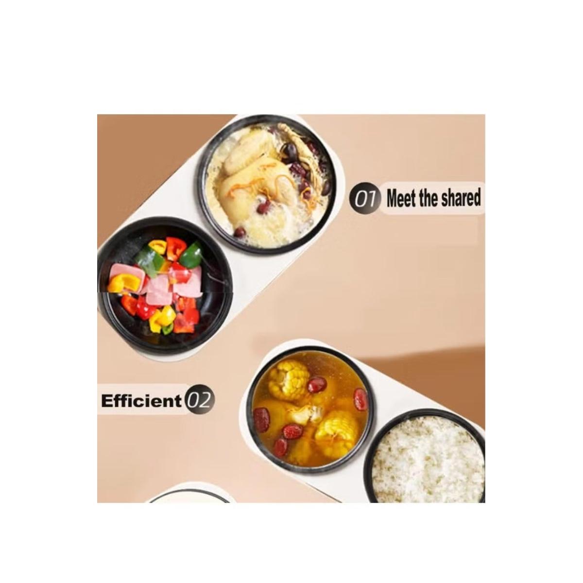 Double Pot Electric Rice Cooker 1L+1L