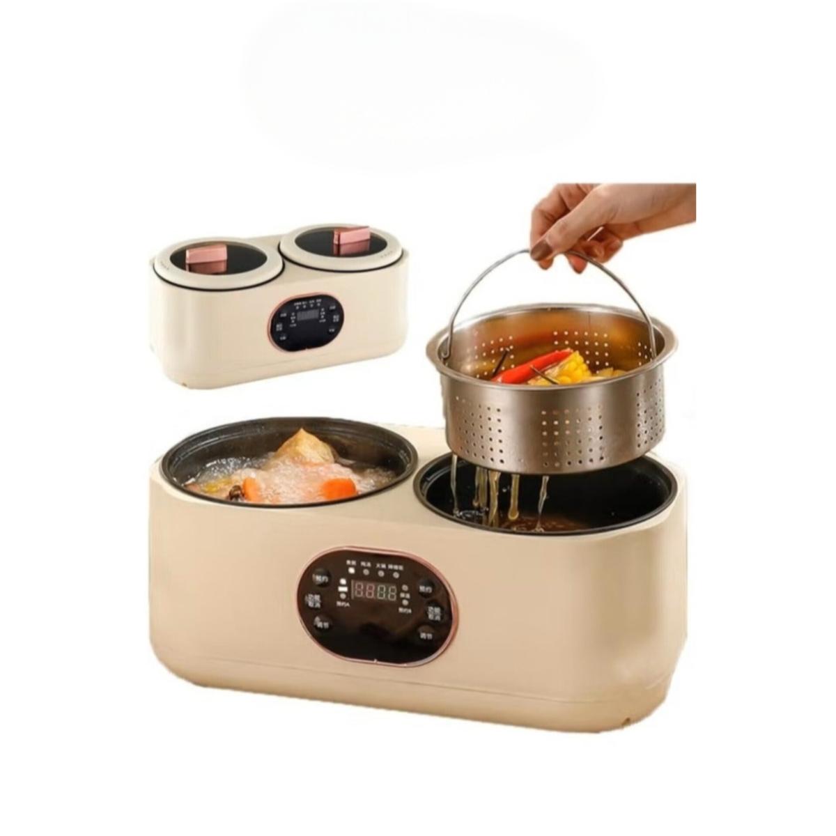 Double Pot Electric Rice Cooker 1L+1L