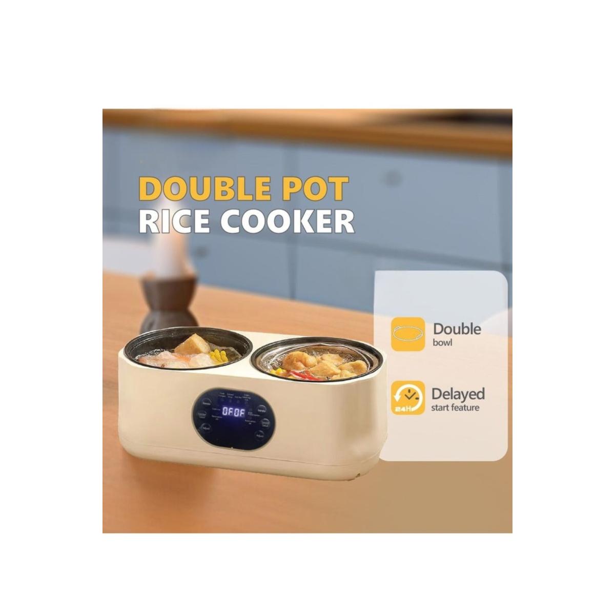 Double Pot Electric Rice Cooker 1L+1L