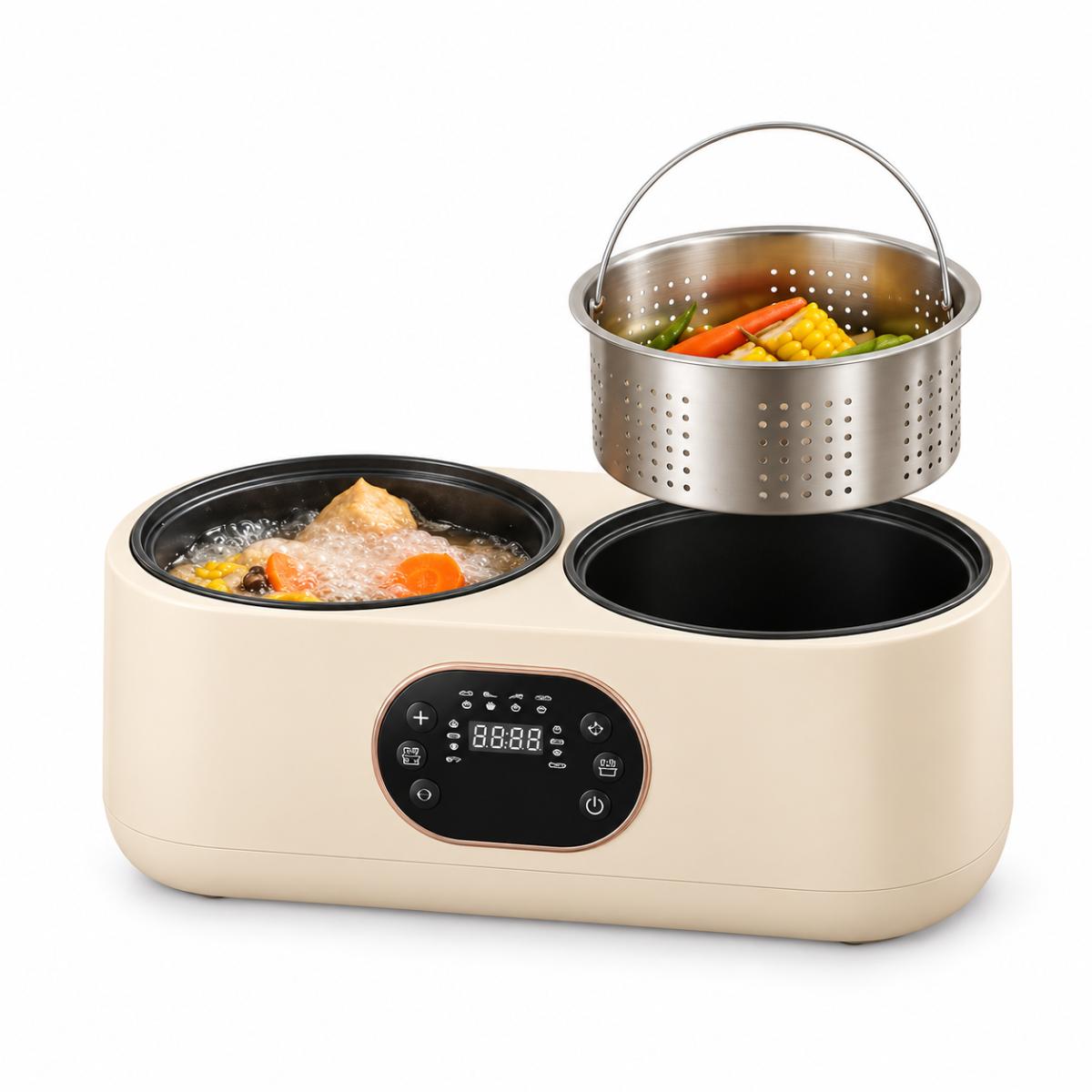 Double Pot Electric Rice Cooker 1L+1L