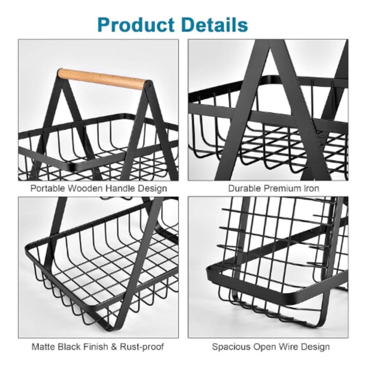 2 Tier Metal Fruit & Vegetable Basket Stand