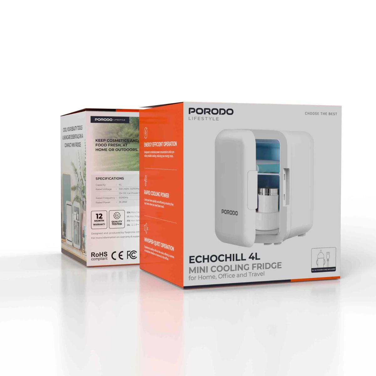 Porodo Lifestyle Echochill 4L Mini Cooling Fridge