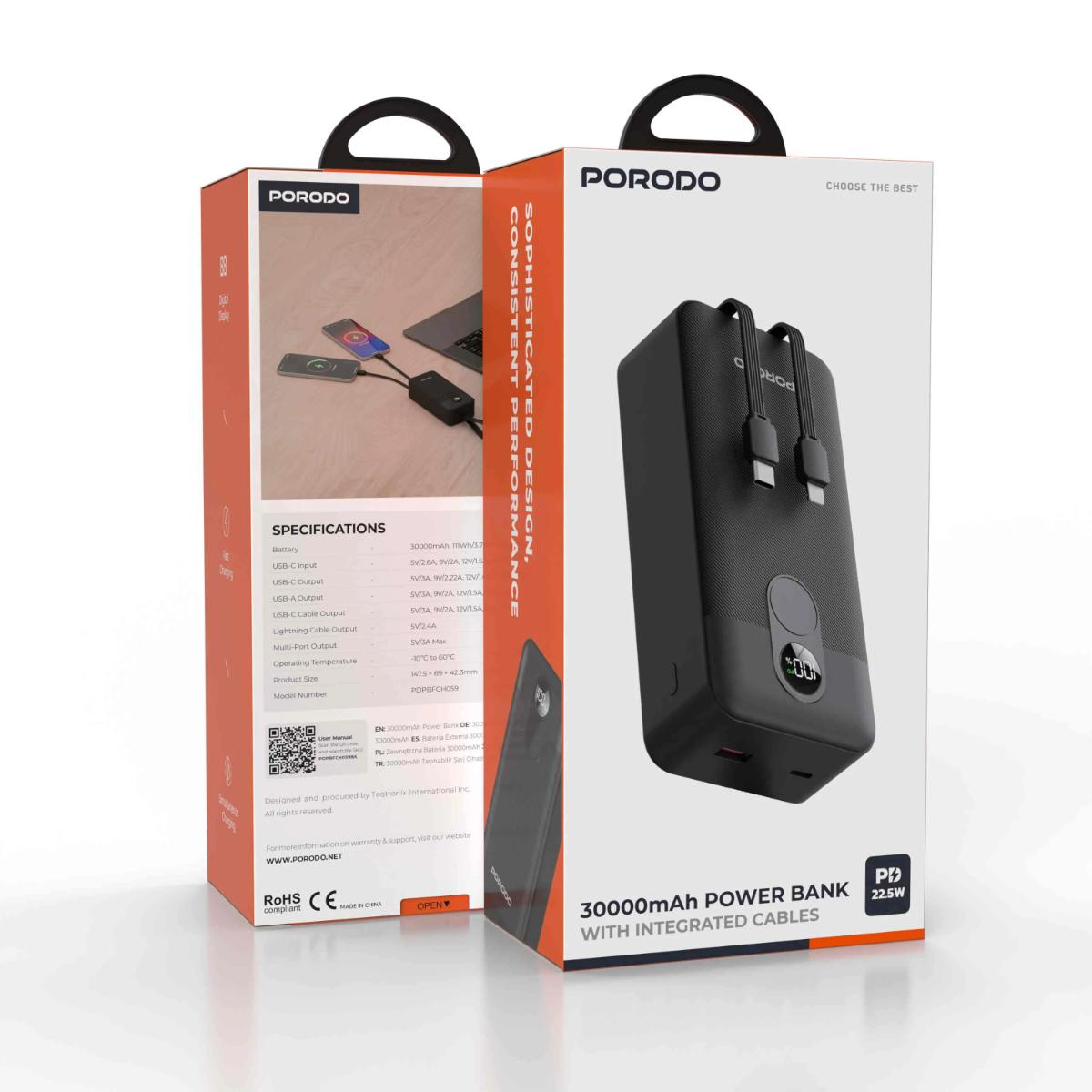 Porodo 30000mAh 22.5W Fast Charging Power Bank