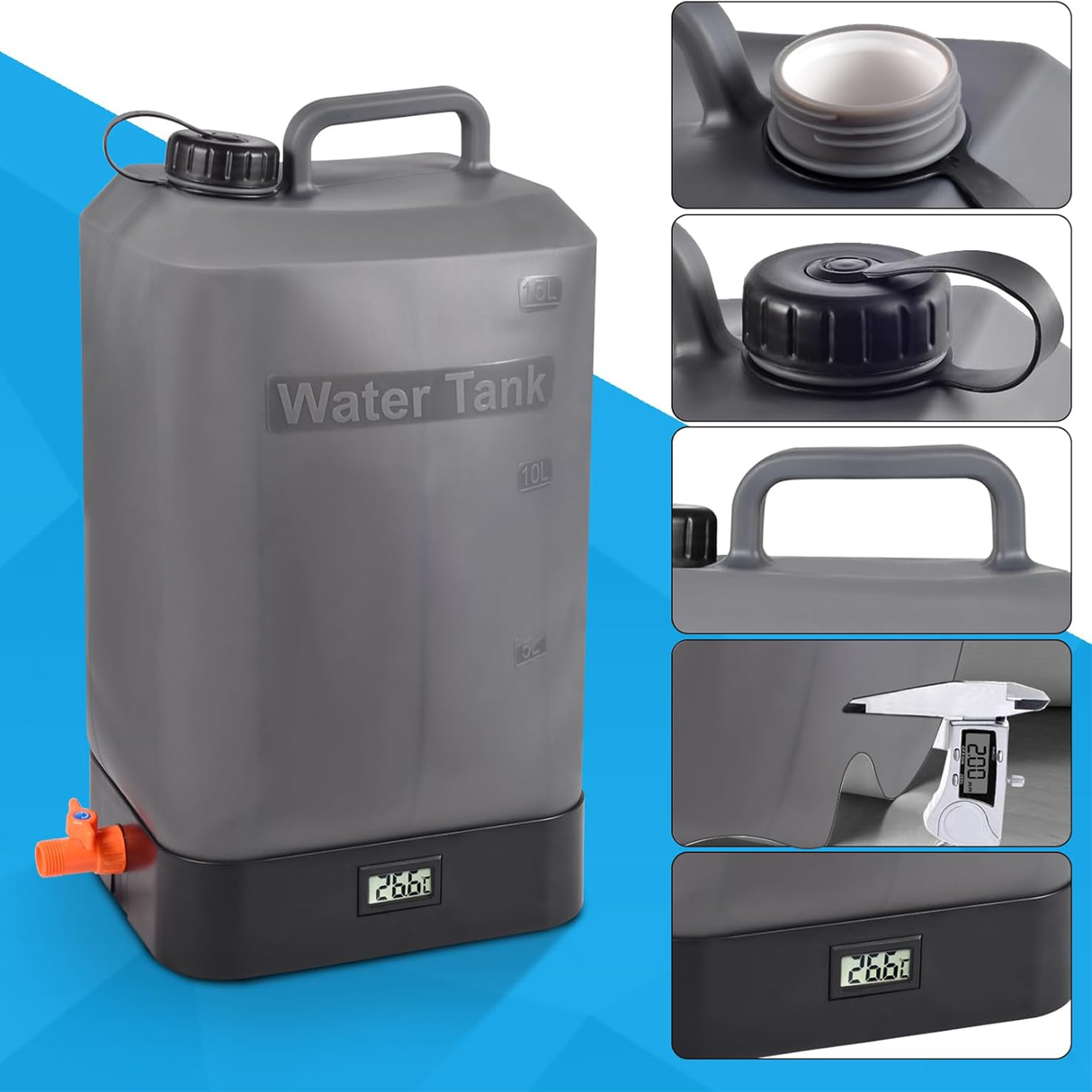 16L Silicone Water Tank, Portable Shower with Shower Head