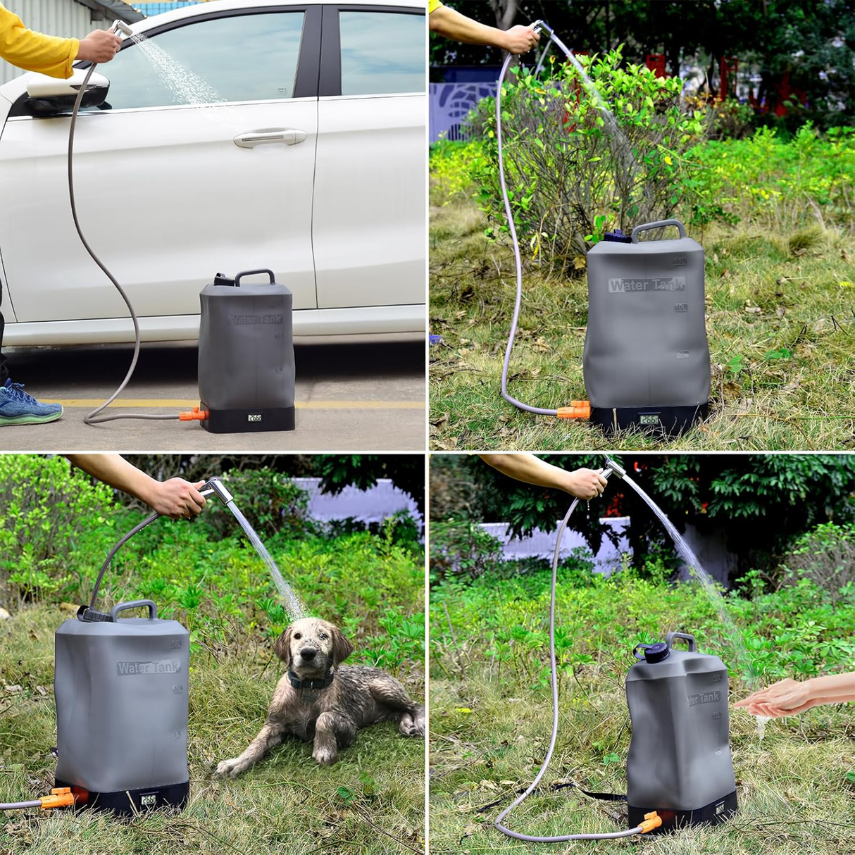 16L Silicone Water Tank, Portable Shower with Shower Head