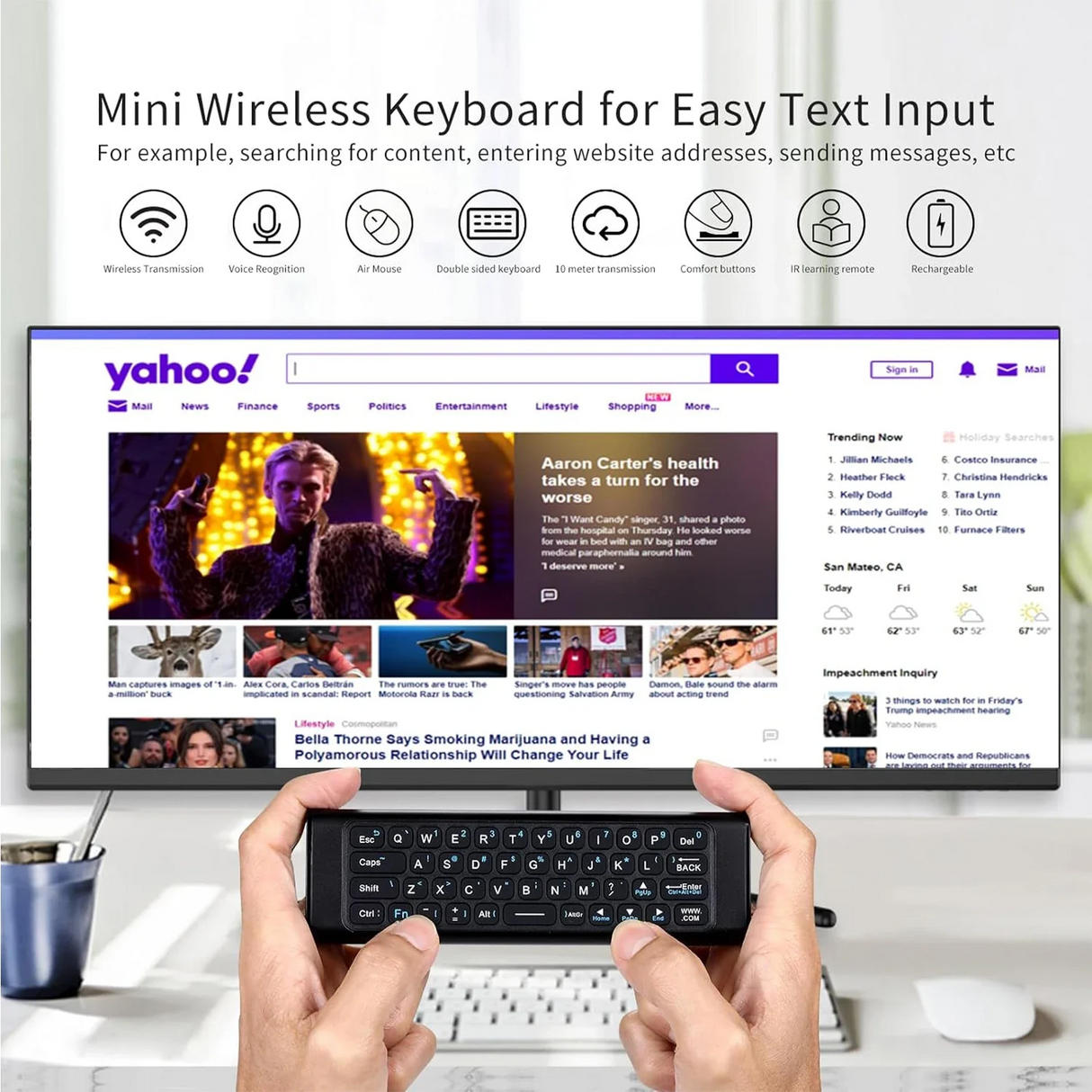 Rechargeable Voice Air Mouse with Mini Keyboard Wireless
