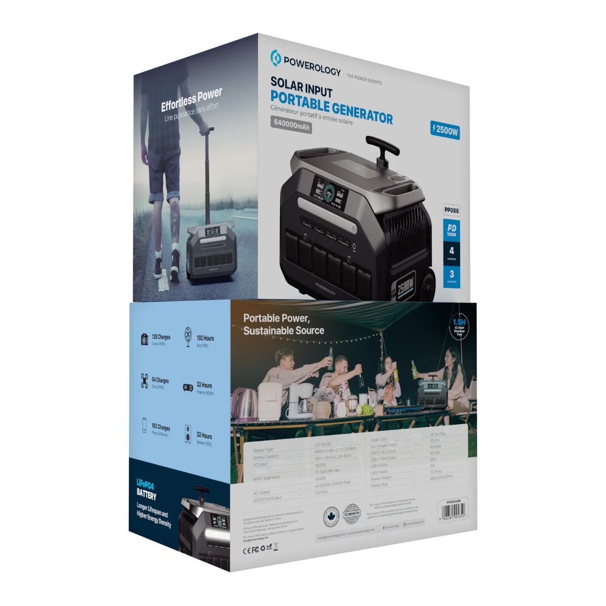 Powerology 2500W Portable Solar Generator