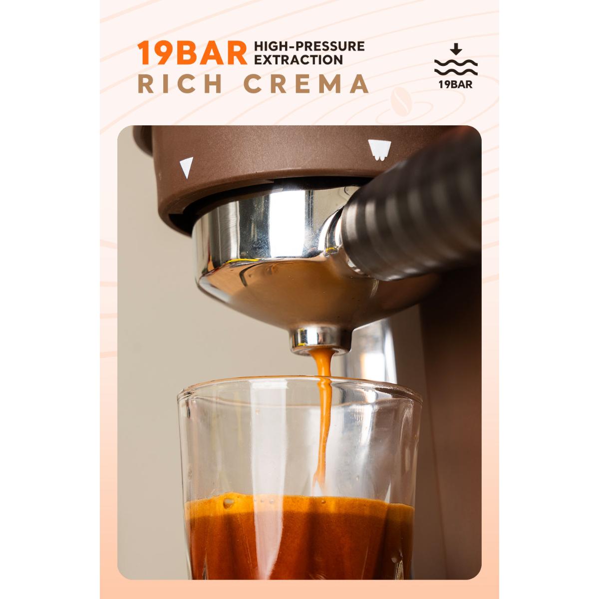 19 Bar High Pressure Espresso Machine for Rich Crema & Latte