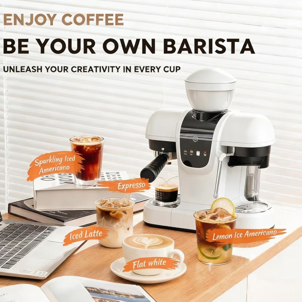 19 Bar High Pressure Espresso Machine for Rich Crema & Latte