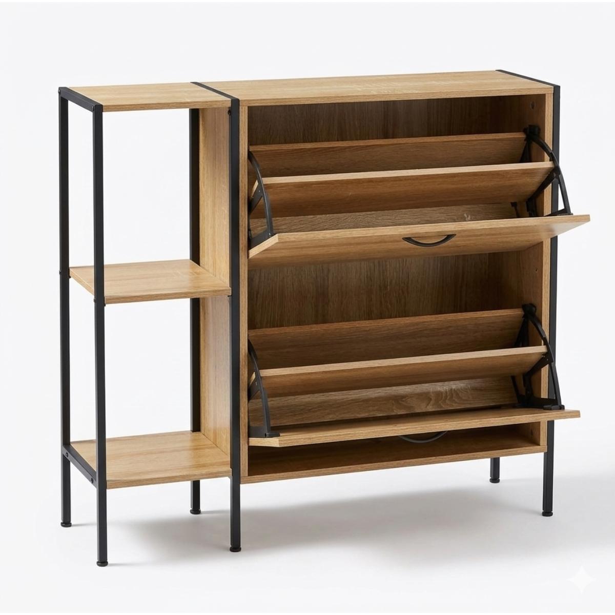 Modern 2-Layer Tilting Shoe Cabinet