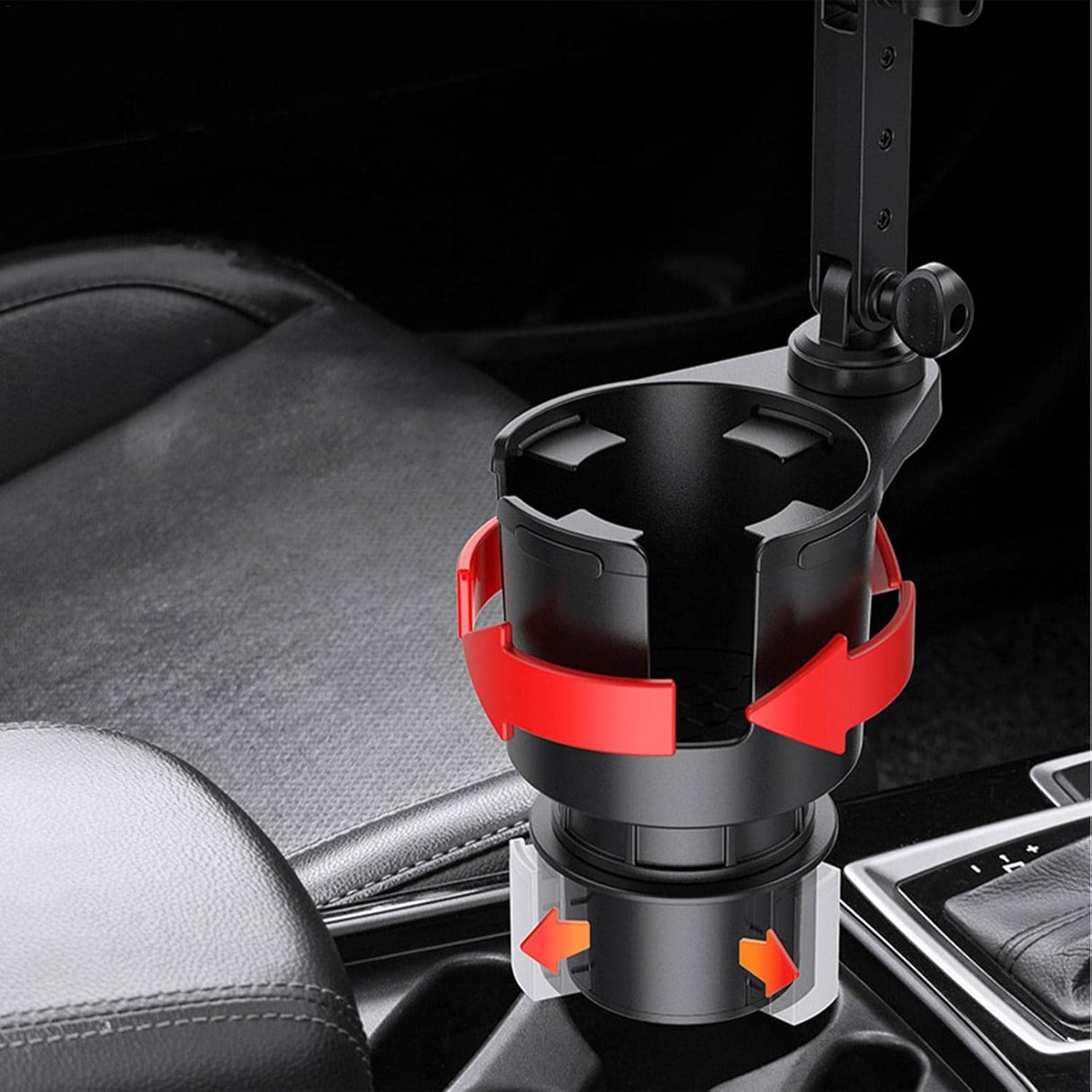2-in-1 Adjustable Car Cup Holder with Rotating Tray