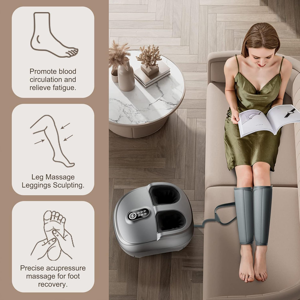 2-in-1 Shiatsu Foot & Calf Massager with Heat