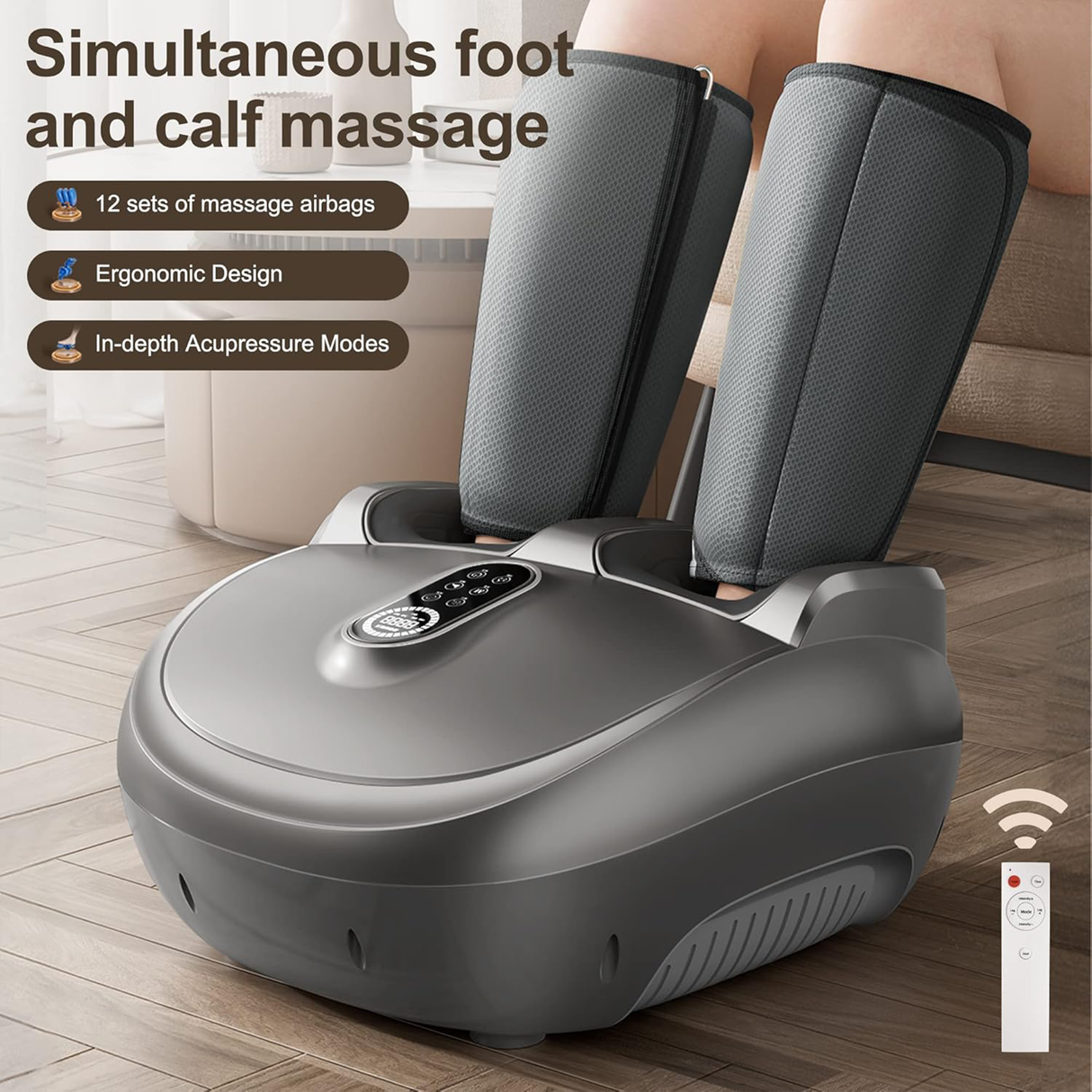 2-in-1 Shiatsu Foot & Calf Massager with Heat