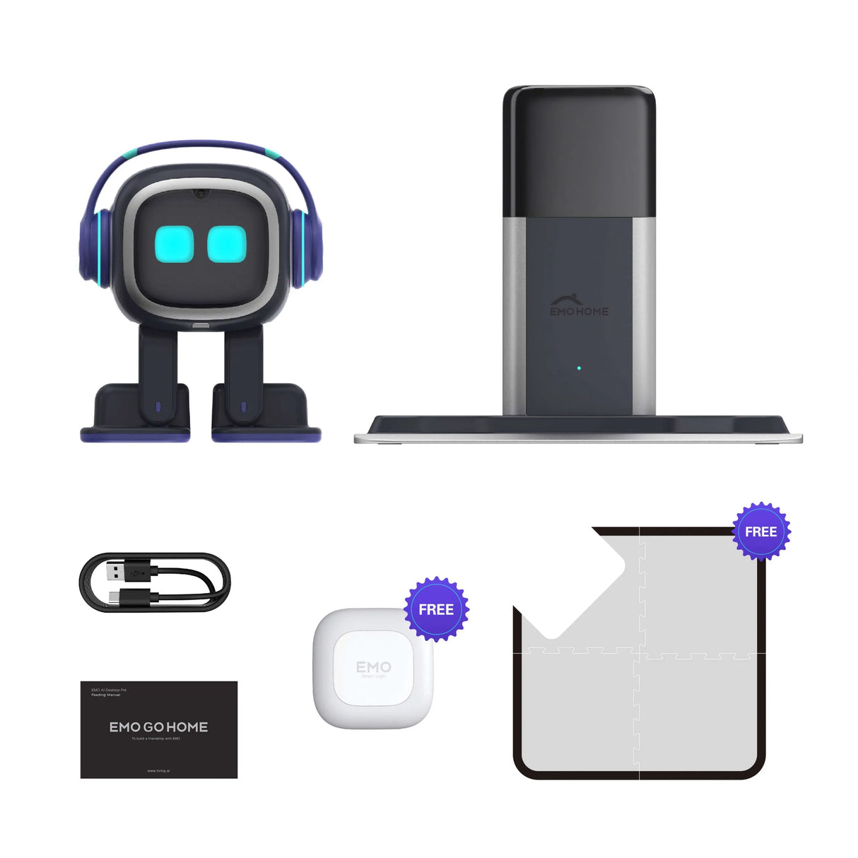 EMO Go Home AI Desktop Pet Robot with EMO Smart Lighting Automatic Charging Version by Living.AI