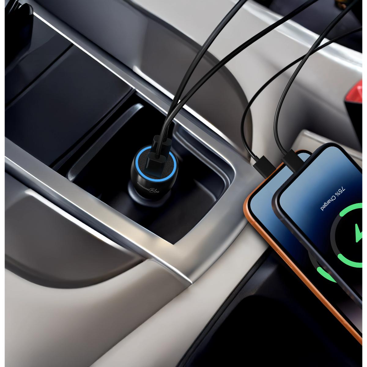 Porodo Blue 30W Dual Port Fast Car Charger