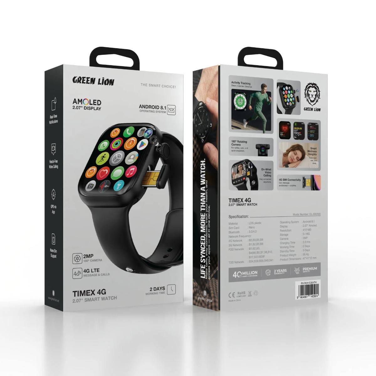 Green Lion TIMEX 4G 2.07" Smart Watch