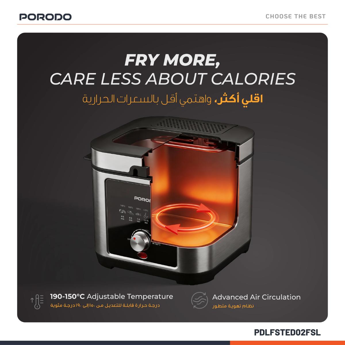 Porodo Lifestyle 2.5L Compact Deep Fryer