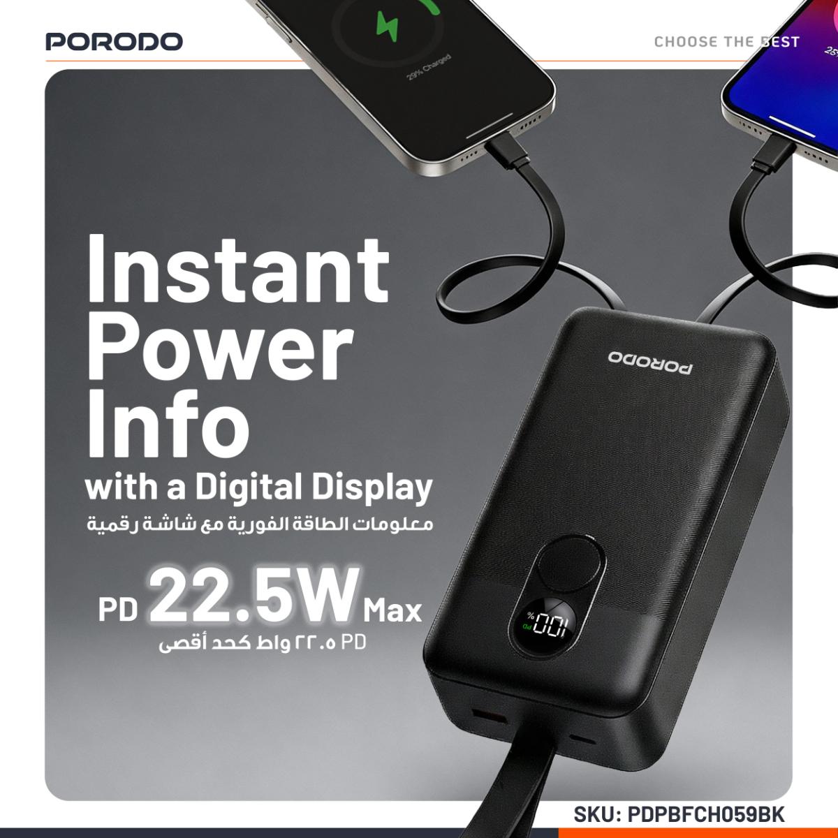 Porodo 30000mAh 22.5W Fast Charging Power Bank
