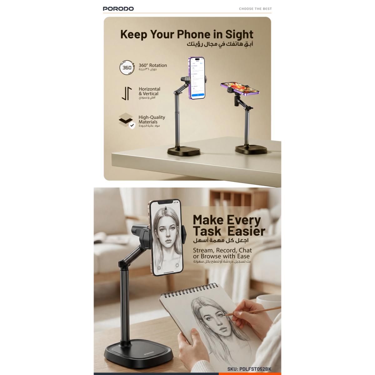 Porodo Multi-Angle Desktop Phone Stand
