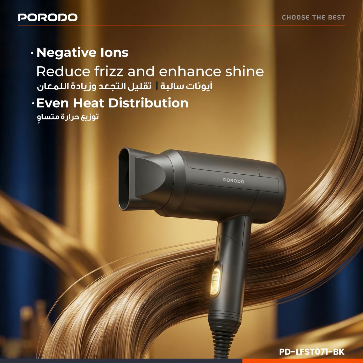 Porodo Lifestyle 1200W Foldable Hair Dryer