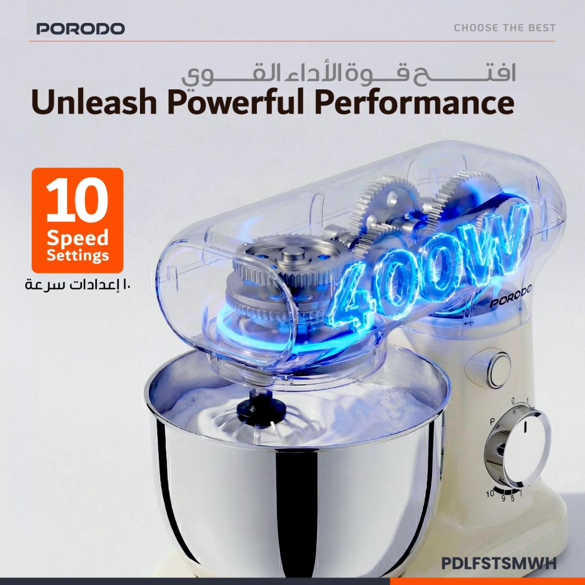Porodo Lifestyle Tilt-Head Electric Household Stand Mixer