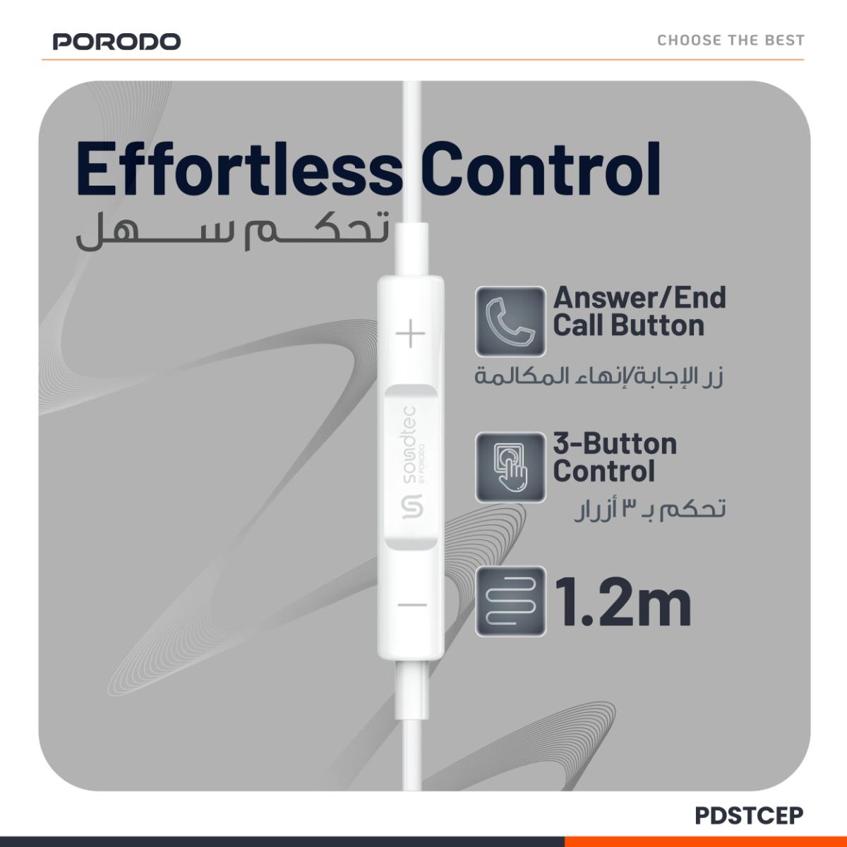 Porodo Soundtec Type-C Stereo Earphone