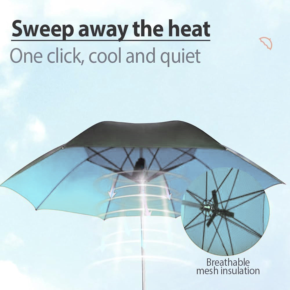 3-in-1 Cooling Sun Umbrella with Built-in Fan & Mist Sprayer